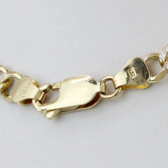 20.5 14K Two-Tone Gold Diamond Cut Figaro Link Chain Necklace - Picture 3 of 4